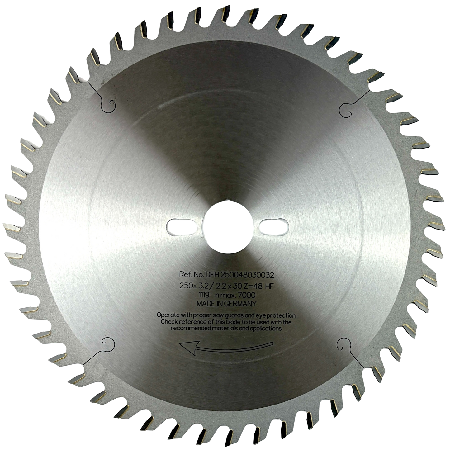 250mm 48T Hollow Face Melamine Saw Blade – 30mm Bore | Chip-Free Laminate Cuts