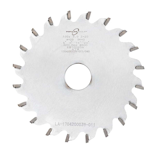 Popular Tools EB1002020L – 100mm 20T Left-hand Edge Banding Carbide Saw Blade (20mm Bore, 3.0mm Kerf)