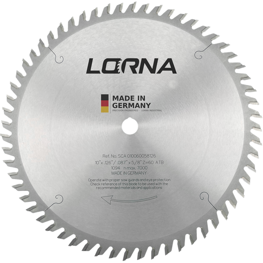 10" D x 60T ATB x 5/8" Bore Crosscut Saw Blade